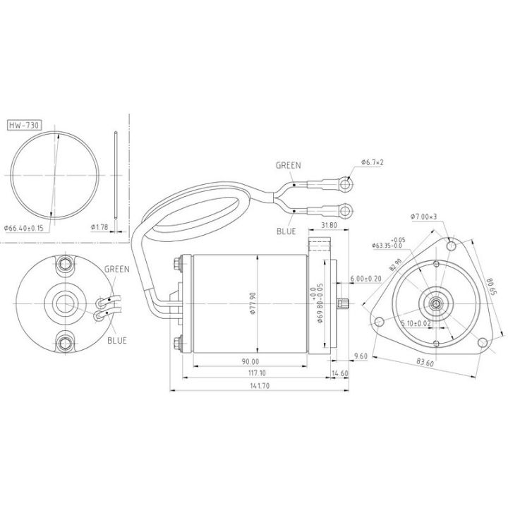 MOTEUR DE TRIM SUZ./TOHAT. 3 VIS 2 FILS