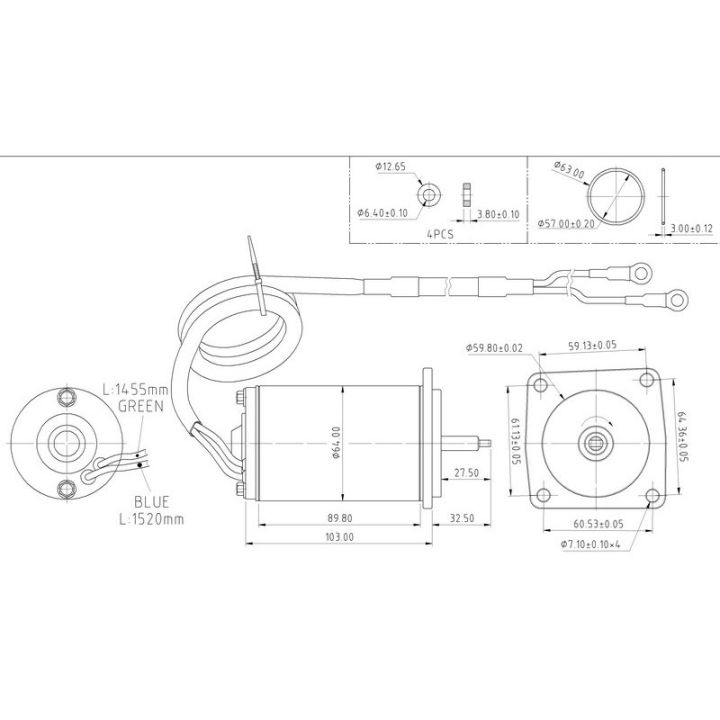 MOTEUR DE TRIM YAM. 4 VIS 2 FILS