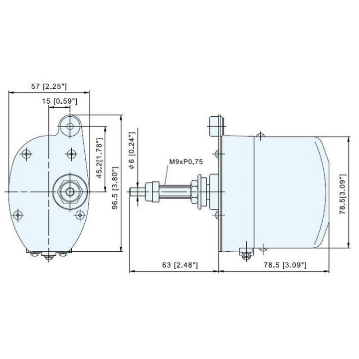 MOTEUR 12V - REGLABLE 90 - 110°. CORP EN INOX ØARBRE 6MM