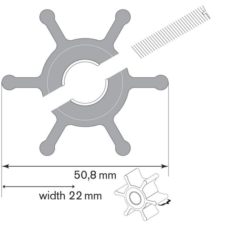 TURBINE PERCEE 6 CANNELURES