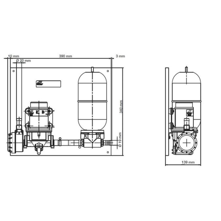 PANNEAU AQUA JET WPS UNO MAX 2.9 11L/MIN 12V