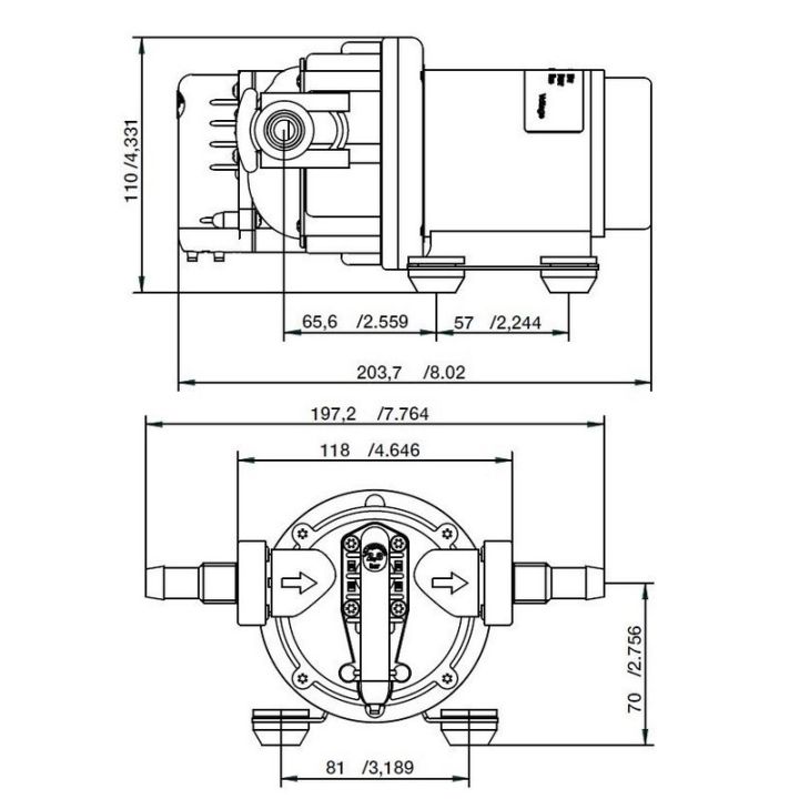 POMPE DE LAVAGE 11L/MIN 12V 2.8 BAR