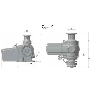 GUINDEAU HORIZONTAL ERCOLE ALU TYPE C,POUPEE, Ø14MM ISO 24V 3500W