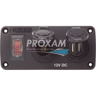 PANNEAU BELOWDECK 15A, PRISE 12V, CHARGEUR USB DOUBLE 2.1A