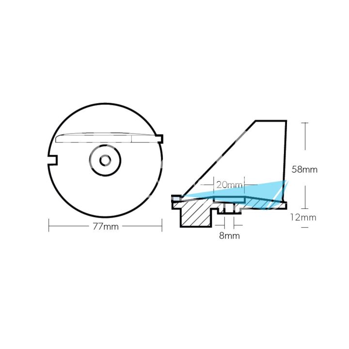 ANODE ZINC - DERIVE Ø77MM TOHATSU 60/140CV