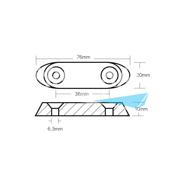 ANODE ZINC - PLAQUE 2 PERCAGES Ø6MM SUZUKI 2-4-6-8CV
