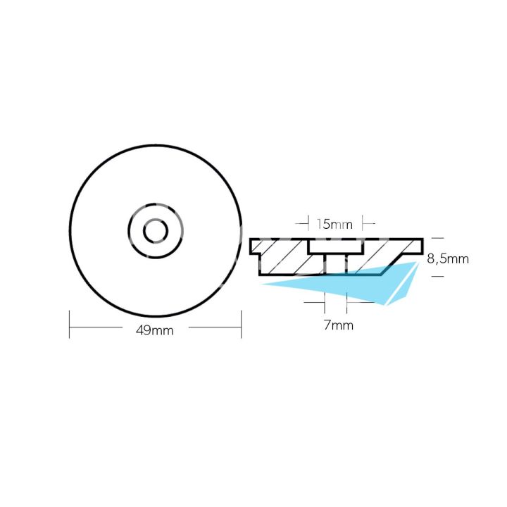 ANODE ZINC - PLAQUE RONDE Ø49MM SUZUKI DT8/9,9/15 & DF9,9/15