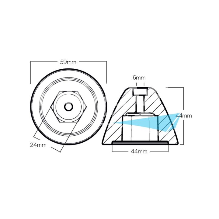 ANODE ZINC - OGIVE QUICK BTQ250 Ø59MM H44MM