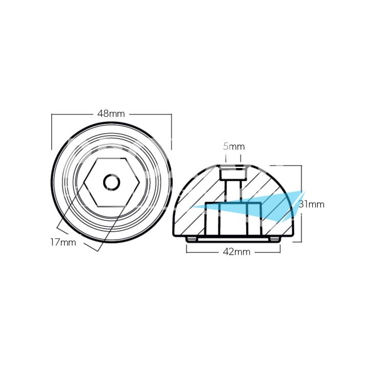 ANODE ZINC - OGIVE QUICK BTQ140 Ø48MM H31MM
