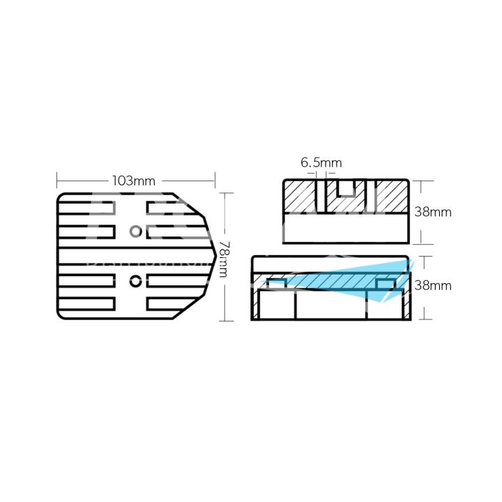 ANODE ZINC - BLOC AVANT RAINURE
