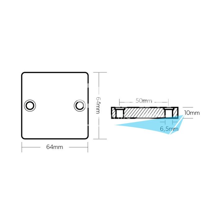 ANODE ZINC - PLAQUE 64x64x10MM ENTRAXE 50MM