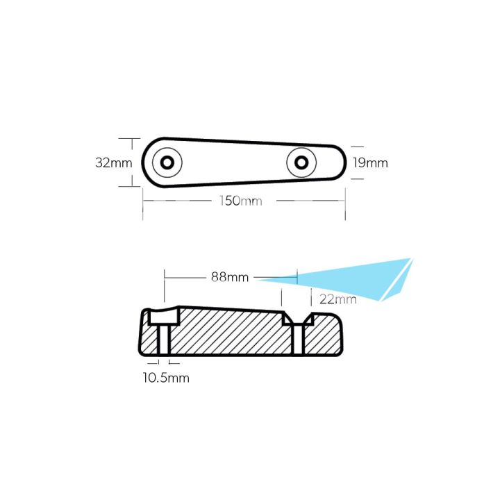 ANODE ZINC - BARRE ARNESSON 150x32MM 0,54KG