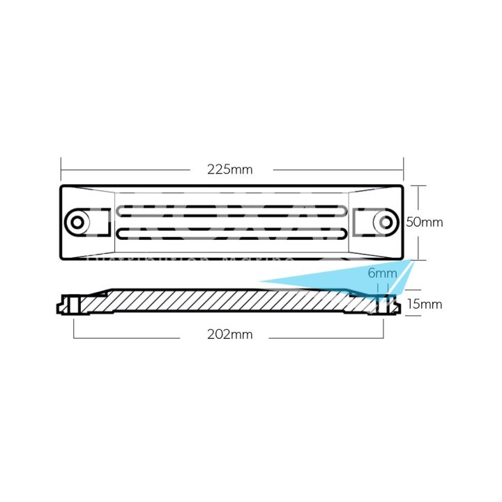ANODE MAGNESIUM - PLAQUE L225MM HONDA BF75 A BF250