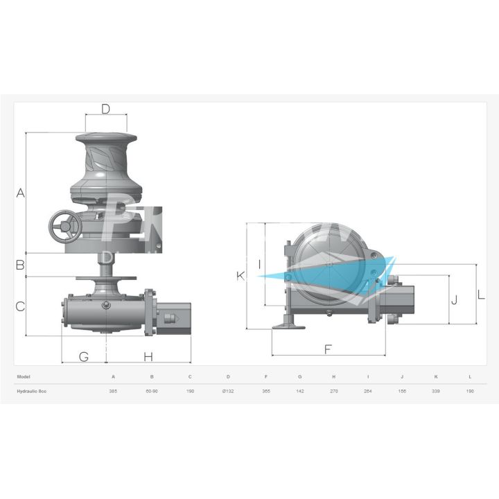 GUINDEAU VERT. SX5 INOX HYDRAULIQUE 8CC AVEC POUPEE Ø14MM ISO