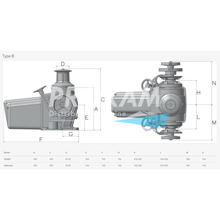 GUINDEAU HORIZ. ERCOLE TYPE B ALU AVEC POUPEE Ø14MM
