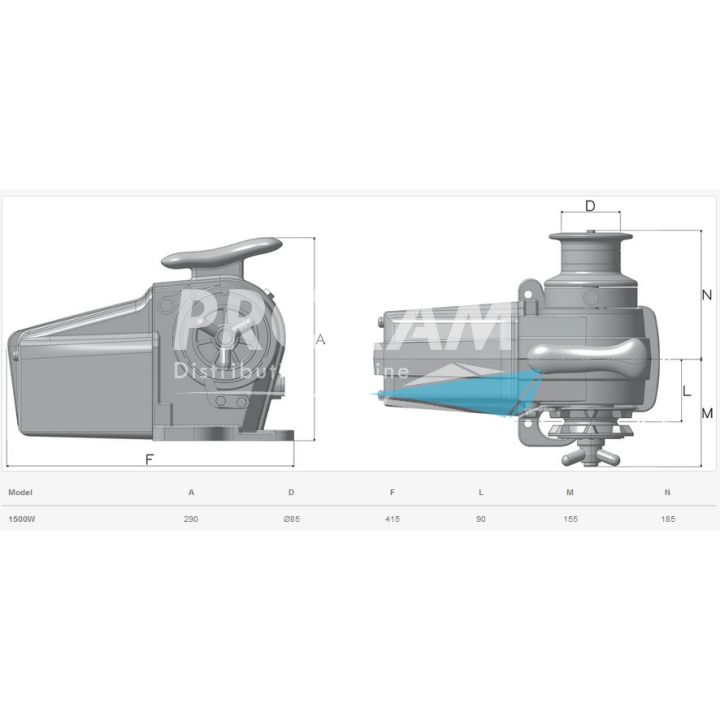 GUINDEAU HORIZ. TIGRES ALU AVEC POUPEE Ø8MM 24V 1500W