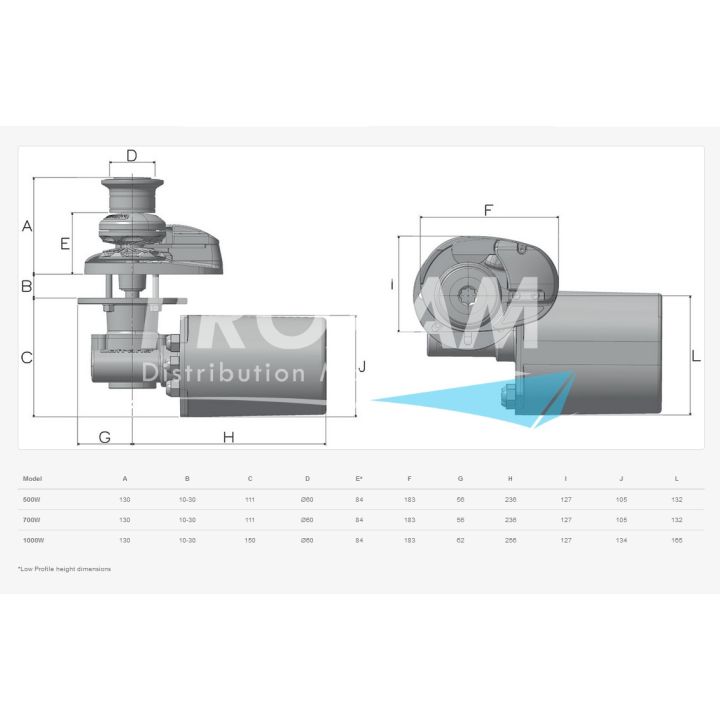 GUINDEAU VERT. X1 CHROME Ø8MM 12V 500W