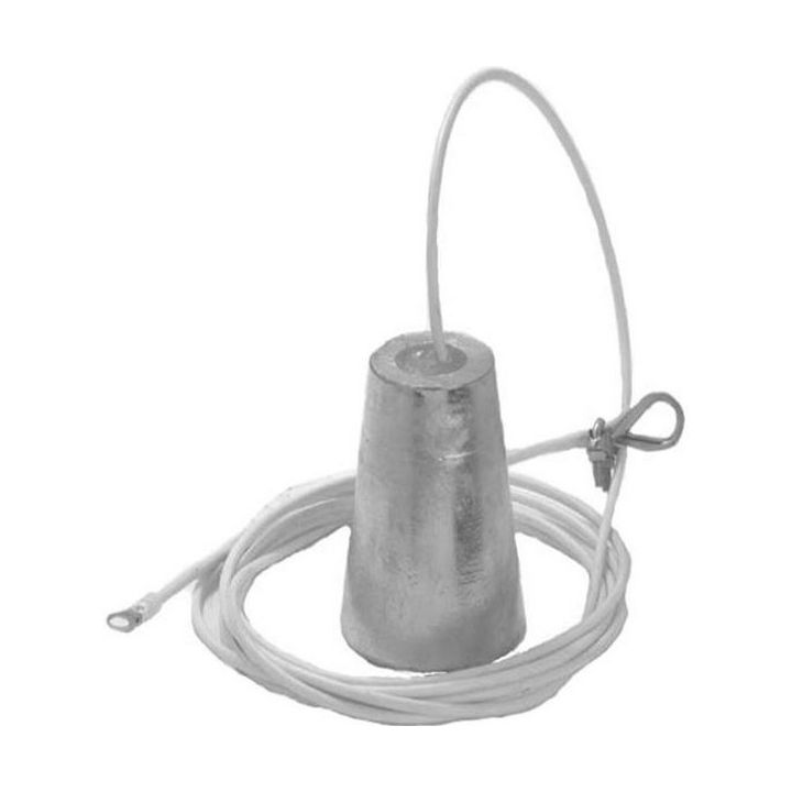 ANODE ALU A SUSPENDRE Ø53/80MM L.105MM AVEC CABLE 6M 1KG
