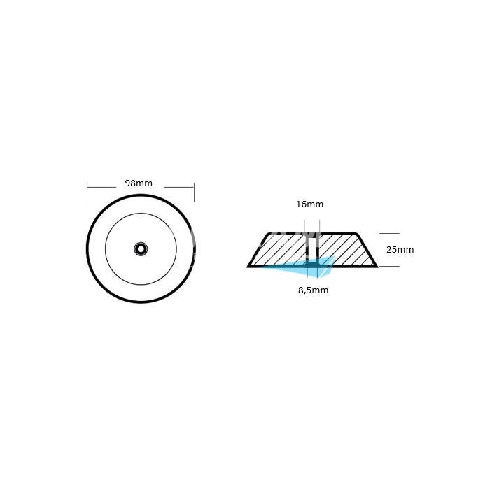 ANODE ALU - DISQUE HAMILTON Ø98MMx25MM