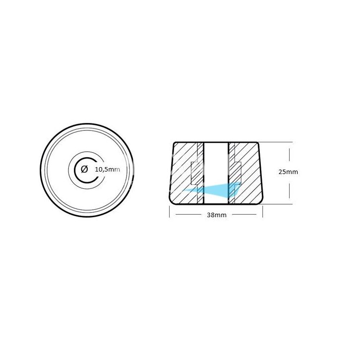 ANODE ALU - RONDELLE HAMILTON Ø38MMx25MM