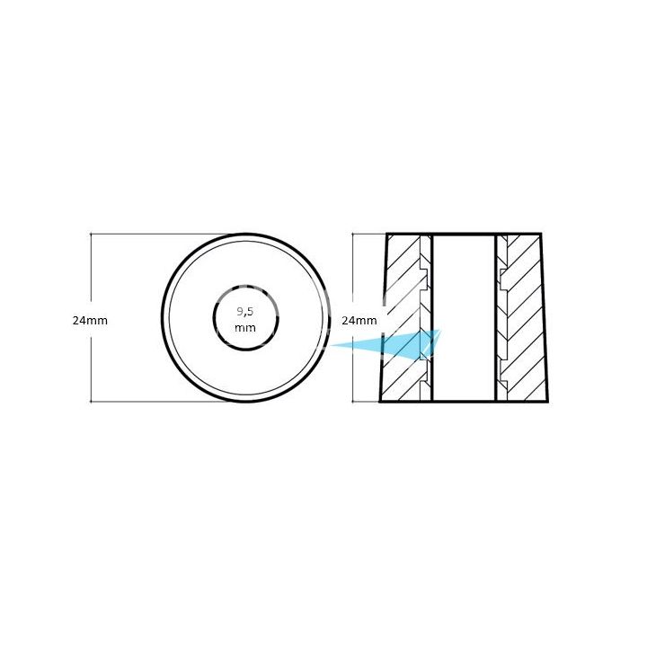 ANODE ALU - RONDELLE HAMILTON Ø24MMx24MM
