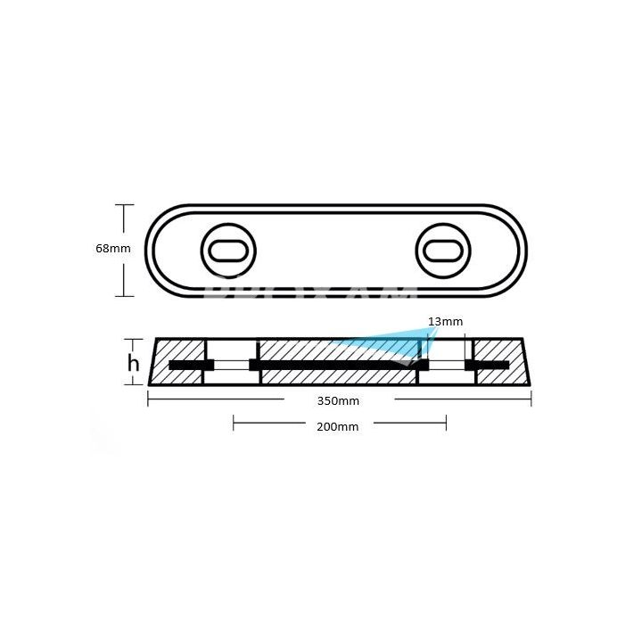 ANODE ZINC - PLAQUE VETUS 350x68x36MM