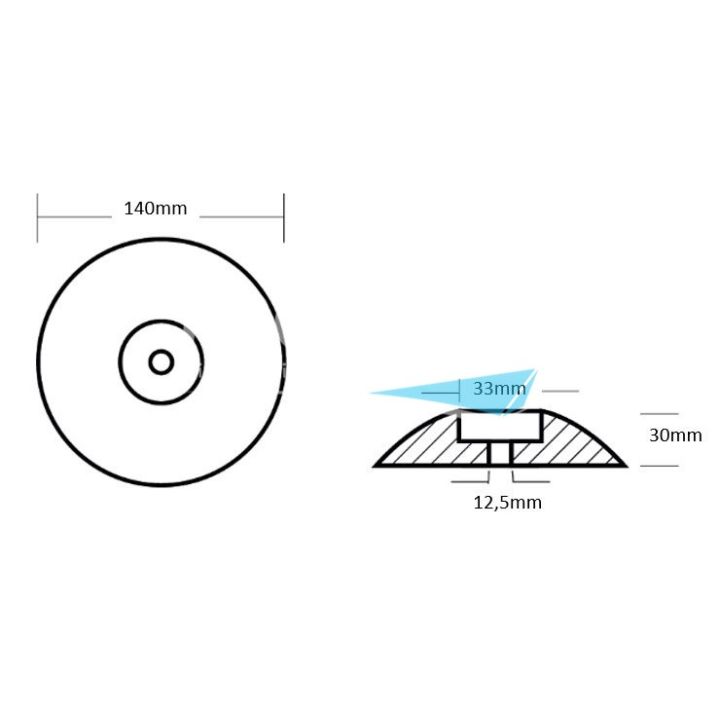 ANODE ALU - ROSACE Ø140MM (L'UNITE) 0.78KG
