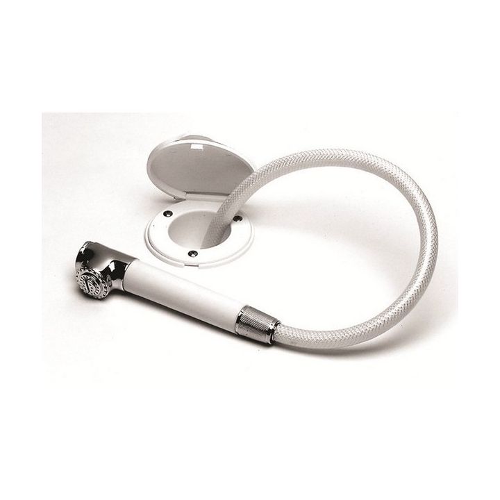 DOUCHETTE A POUSSOIR CHROME AVEC BOITE A ENCASTRER ET FLEXIBLE 4M
