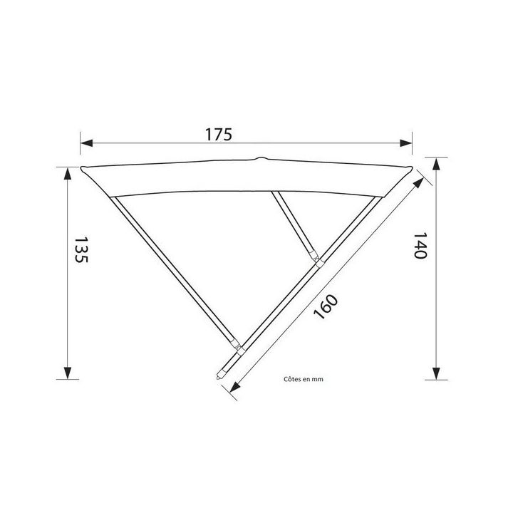 SUN TOP BIMINI 3 ARC. 200x140x175CM BLEU MARINE