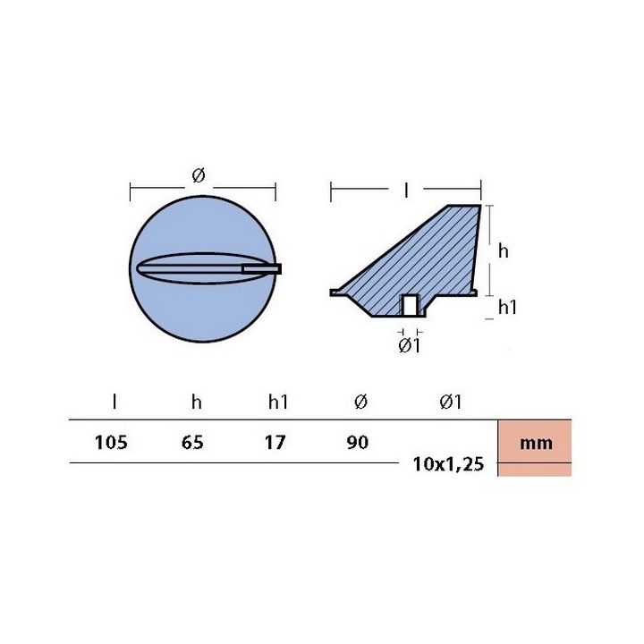 ANODE ZINC MARINER 40/60CH