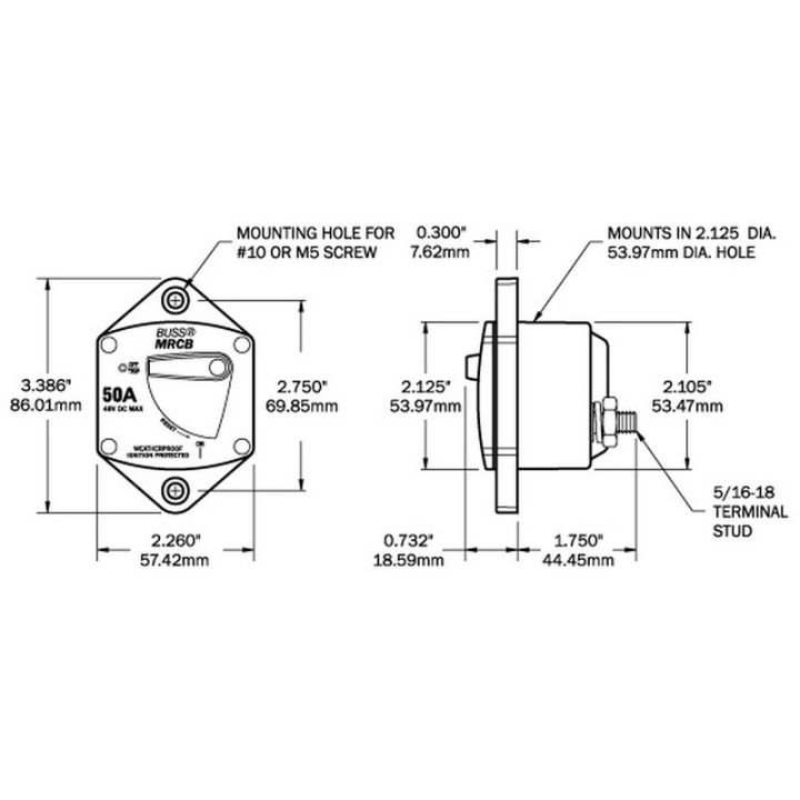 DISJONCTEUR BUSSMANN 187 ENCASTRE 80A
